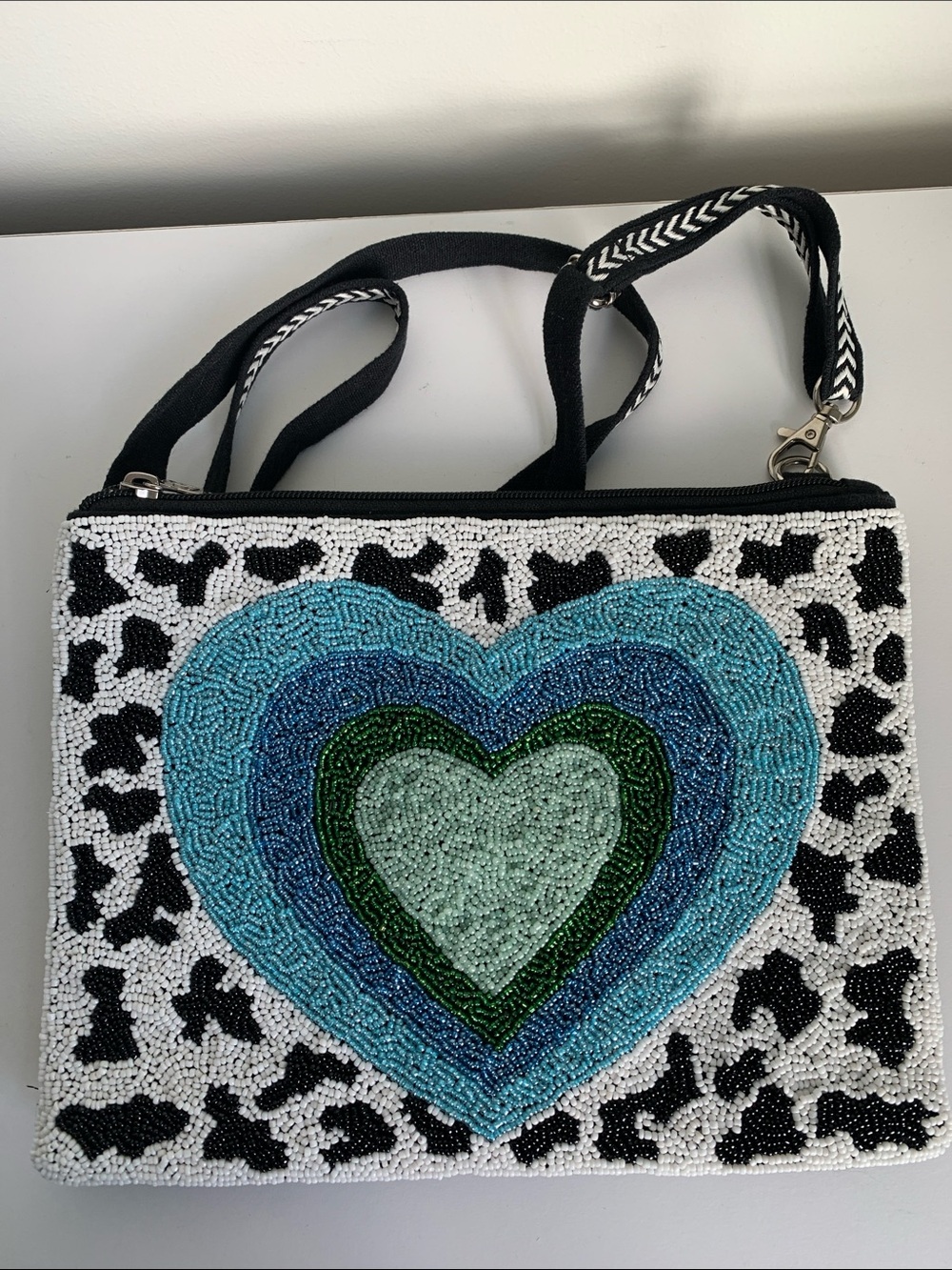 Happy Heart Beaded Crossbody Bag by America & Beyond